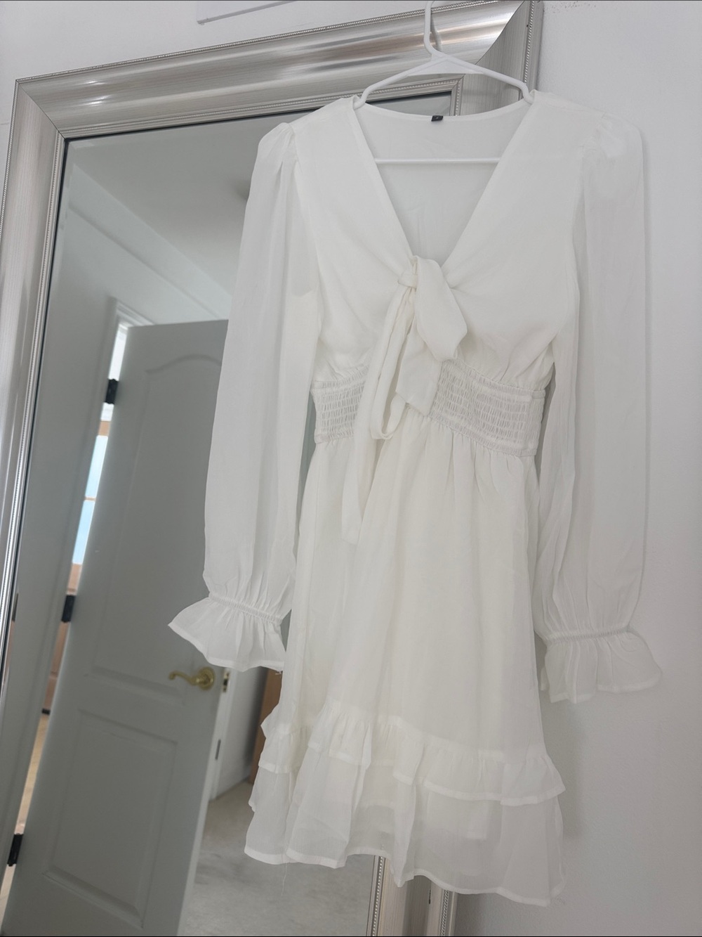 Revolve White  Tie-Front Long Sleeve Dress